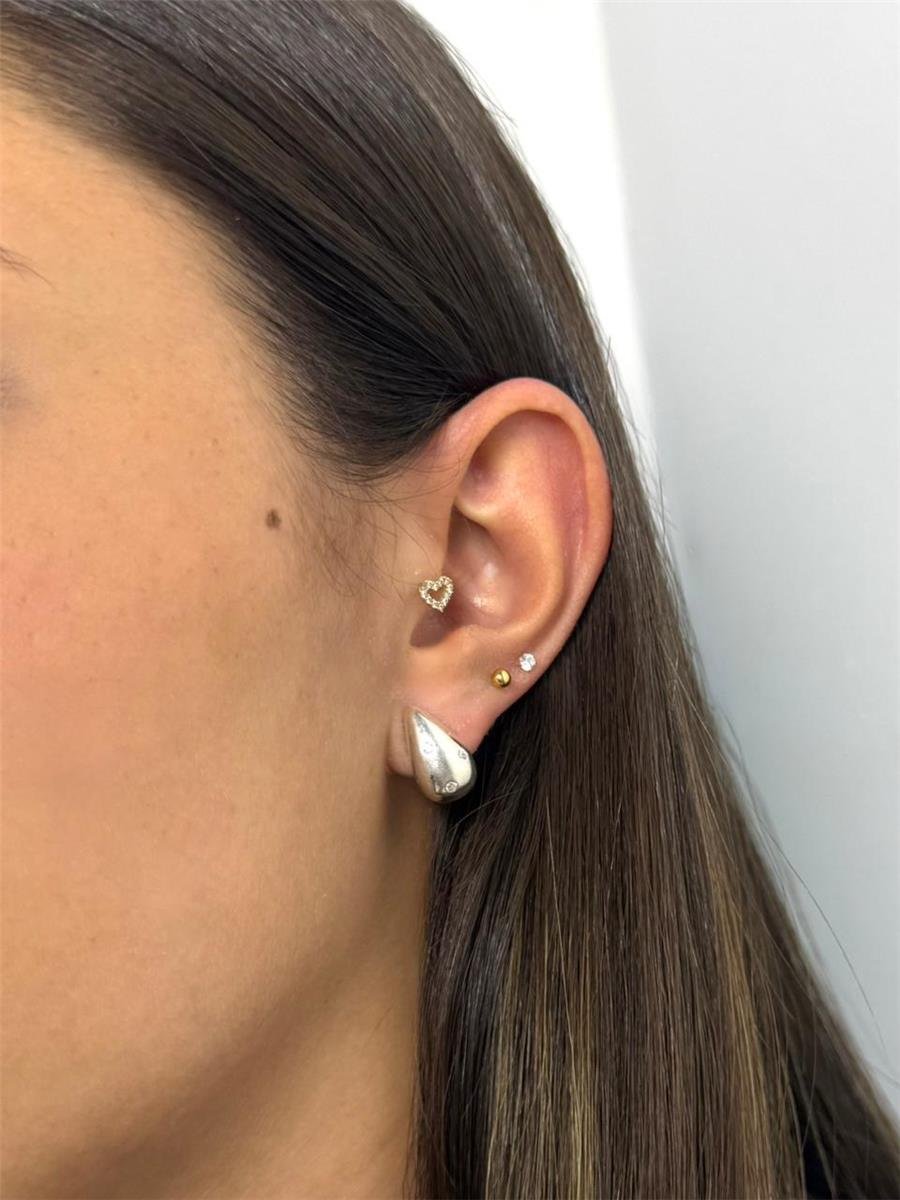 BRINCO GOTA VERSO VAZADA 3 PONTO LUZ | PRATA 925