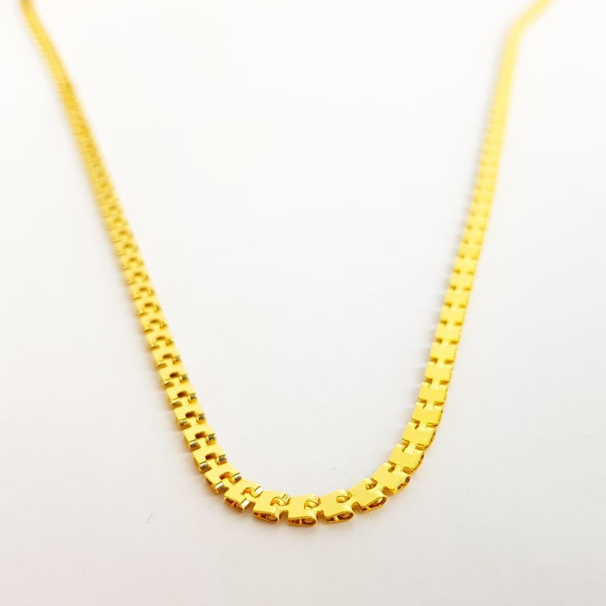 COLAR FILETES QUADRADOS LISOS 3MM | 40CM | BANHADO EM OURO 18K 