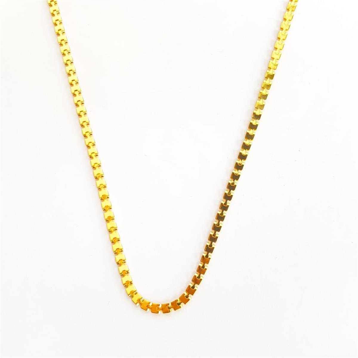 COLAR FILETES QUADRADOS LISOS 3MM | 40CM | BANHADO EM OURO 18K 