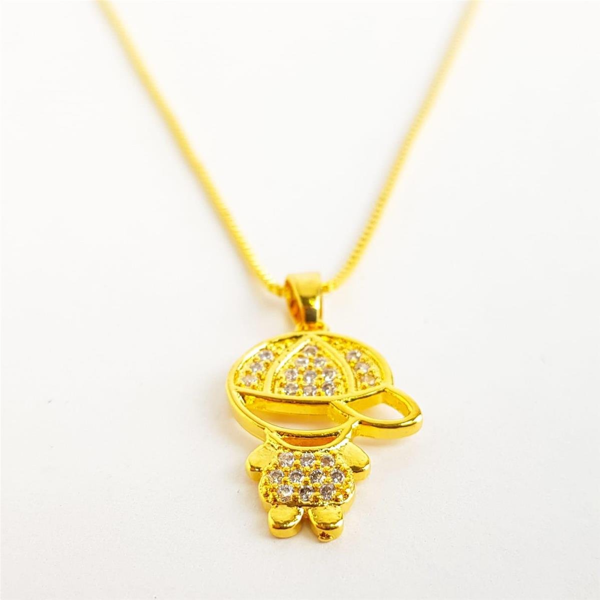 COLAR VENEZIANA FILHO(A) 2X1,9CM CRAVEJADO | 45+5CM | BANHADO EM OURO 18K 