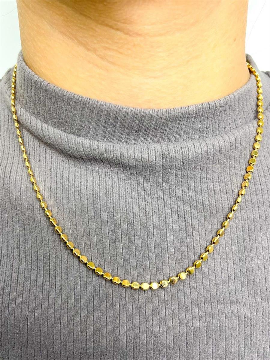 COLAR ELO EM ESFERAS ACHATADAS | 40+10CM | BANHADO EM OURO 18K