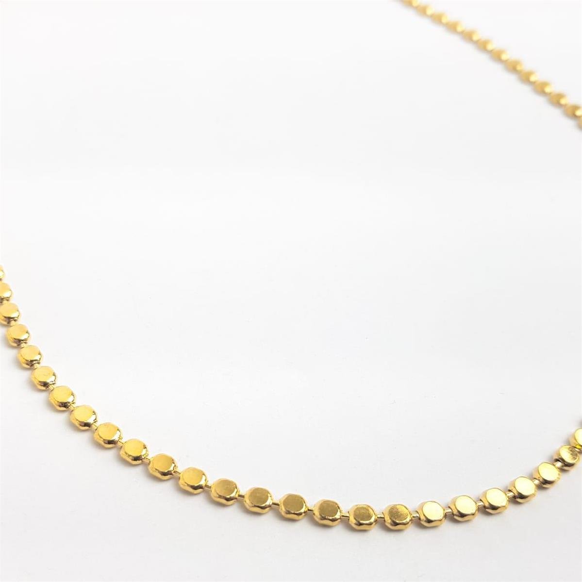 COLAR ELO EM ESFERAS ACHATADAS | 40+10CM | BANHADO EM OURO 18K