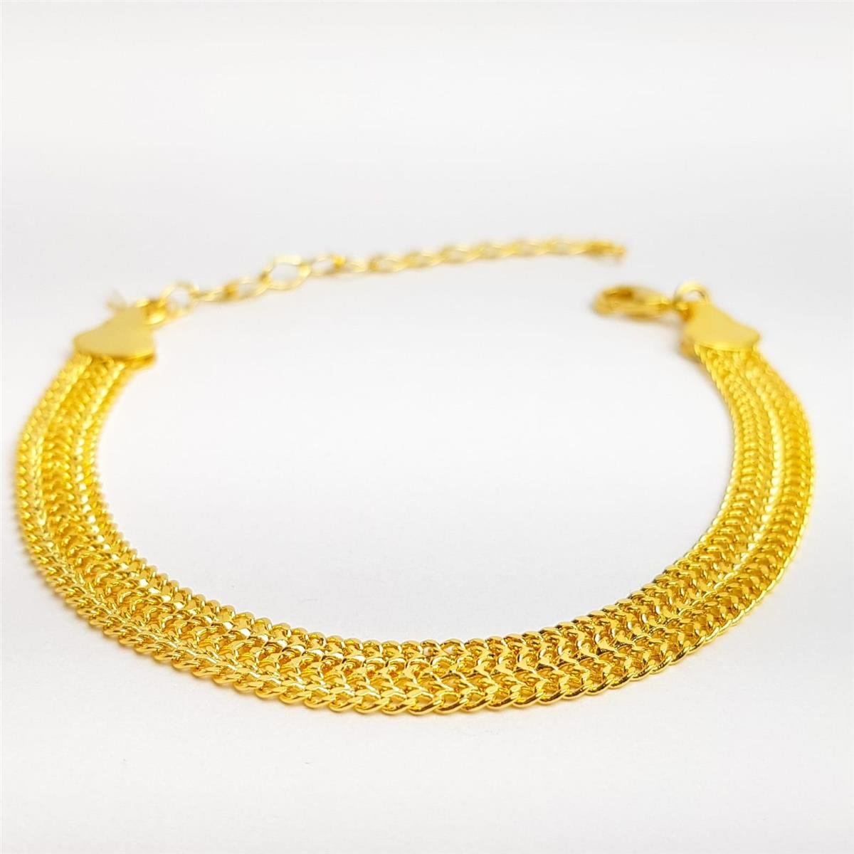 PULSEIRA LACRAIA FECHADA PRENSADA 7MM| 16,5+4,5CM|BANHADO EM OURO 18K 