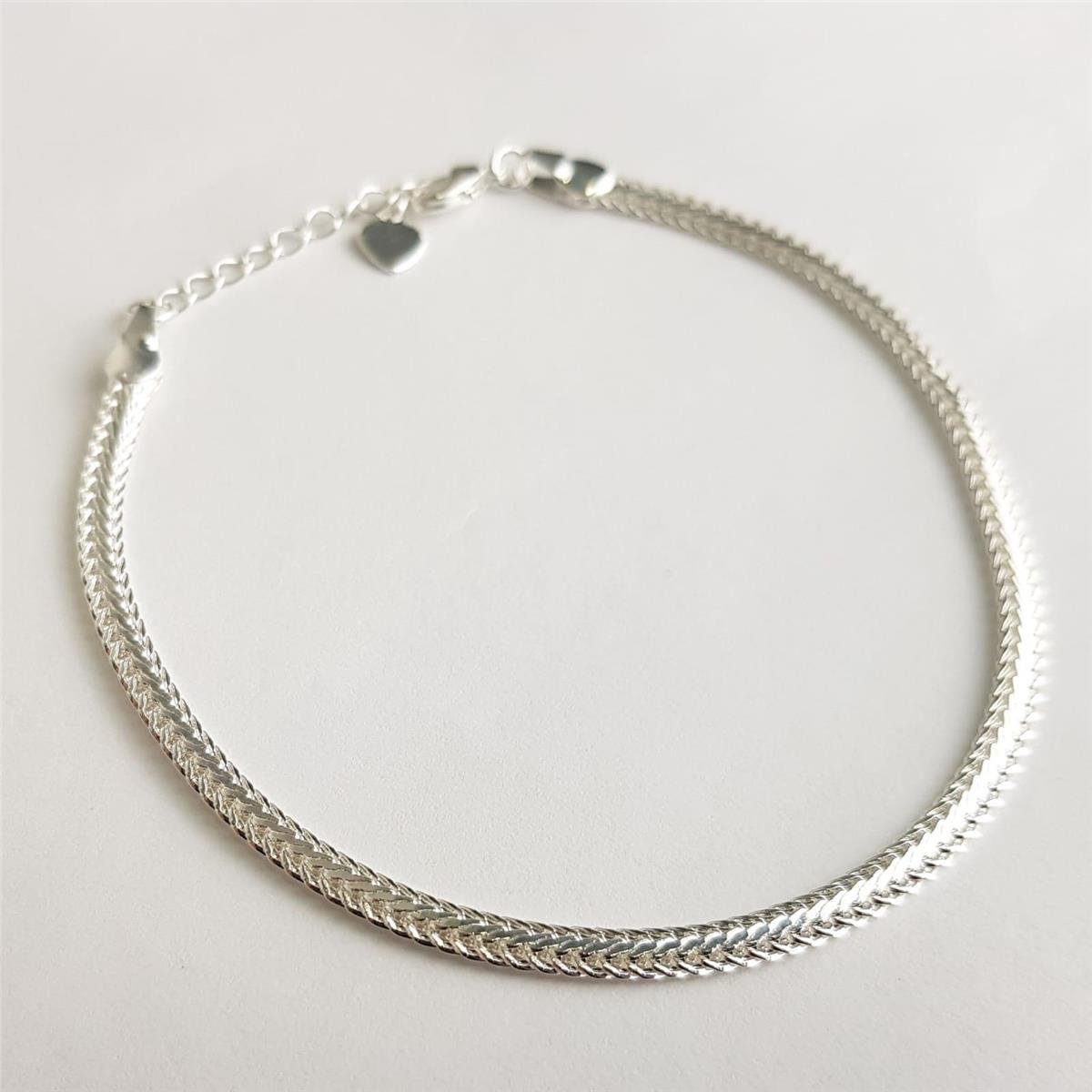 PULSEIRA FITA 3MM EM BAGUETES DIAGONAIS LISO | BANHO DE PRATA 