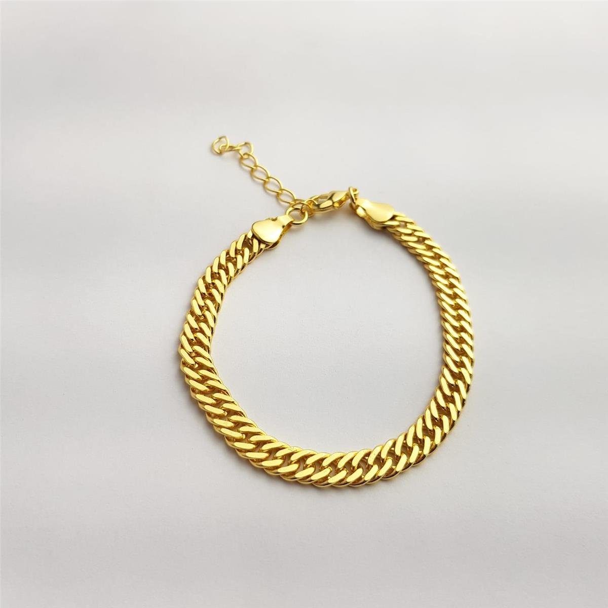 PULSEIRA ELO GRUMET DUPLO 5MM | BANHADO EM OURO 18K